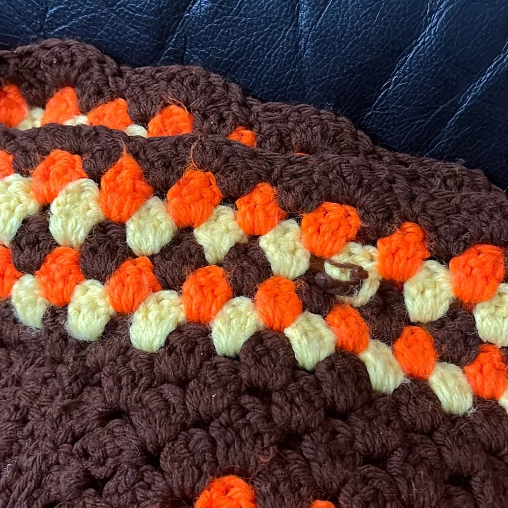 Granny Square Boho Crochet Blanket Cottagecore Country Cabin Farmhouse Rustic